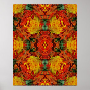 Abstract Oranje Geel Groen Poster
