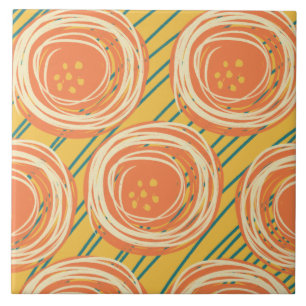 Abstract Oranje Krachtige Klaproos Bloemen Tegeltje