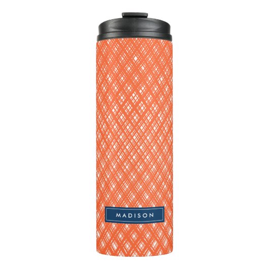 Abstract Oranje lijn lijnen patroon Thermosbeker (Voorkant)