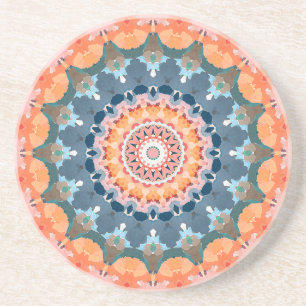 Abstract Oranje Mandala Zandsteen Onderzetter