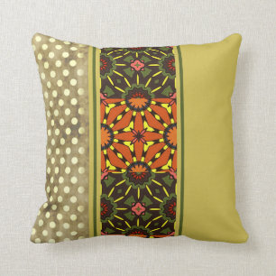 Abstract Oranje met Tropisch Chartreuse Green Taup Kussen