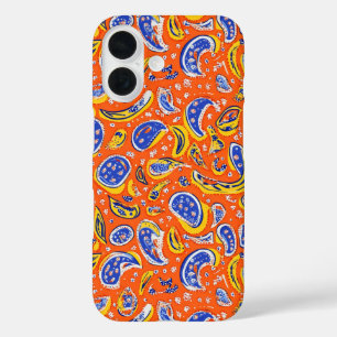 Abstract Oranje Paisley Pattern iPhone 16 Hoesje