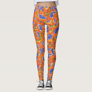 Abstract Oranje Paisley Pattern Leggings