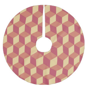 Abstract Oranje rode kubus patroon Kerstboom Rok