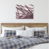 Abstract organisch lineair ontwerp | Grijs en Bour Canvas Afdruk (Insitu (Slaapkamer))
