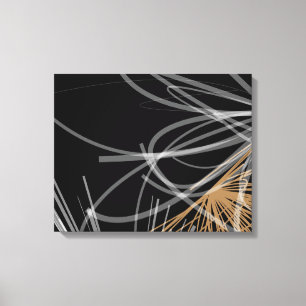 Abstract organisch lintontwerp Zwart en goud Canvas Afdruk