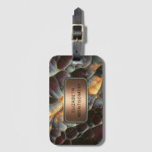 Abstract organisch met bronzen naamplaat bagagelabel (Voorkant (verticaal))