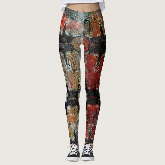 Abstract oud  roosterdek leggings (Voorkant)