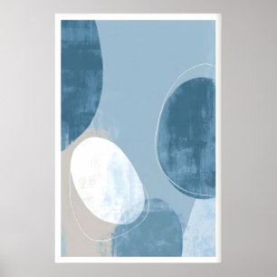 Abstract ovaal wandkunst, gelaagde vormen, subtiel poster