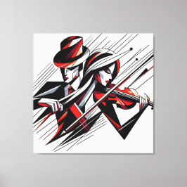 Abstract paar met viool canvas afdruk