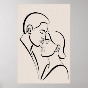 Abstract Paar One-Line Kunst Romantisch Minimalist Poster