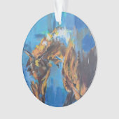 Abstract paard blauw schilderij ornament (voorkant)