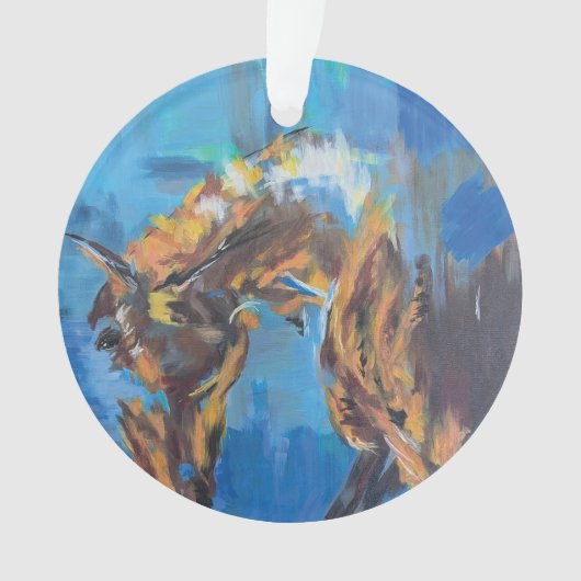 Abstract paard blauw schilderij ornament (voorkant)