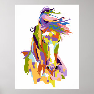 Abstract paard in WPAP Poster