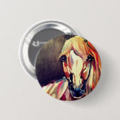 Abstract paardenschilderen ronde button 5,7 cm (Voorkant /achterkant)
