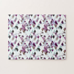 Abstract Paars Blauwgroen diamant quilt patroon Pu Legpuzzel