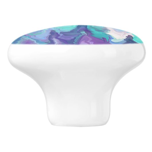 Abstract Paars, Blauwgroen en Turquoise Keramische Knop (Zijkant)