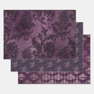 Abstract Paars Floral Exotic Glamour Formal Inpakpapier Vel