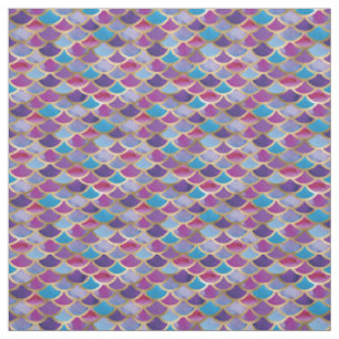 Abstract Paars Gold Mermaid Scale Patroon Stof