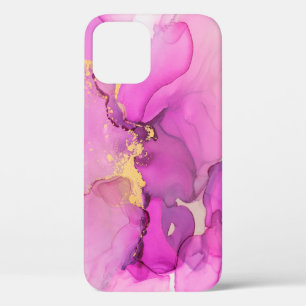 Abstract paars, lila, roze, gouden achtergrond, wa iPhone 12 hoesje