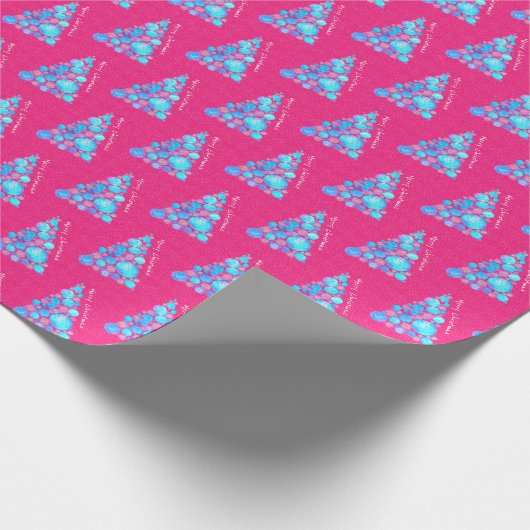 Abstract Paars roze met prettig kerstfeest Cadeaupapier (Hoek)