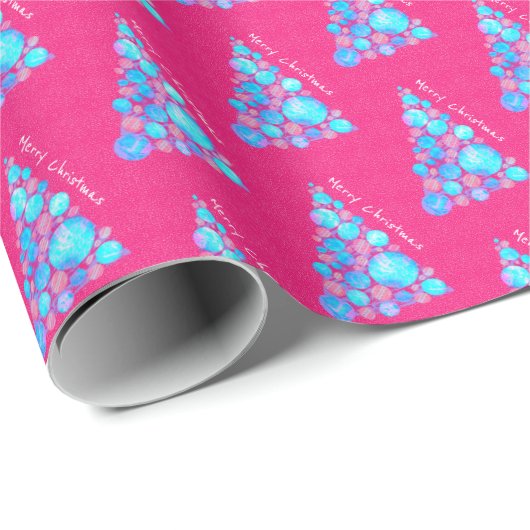 Abstract Paars roze met prettig kerstfeest Cadeaupapier (Rol Hoek)