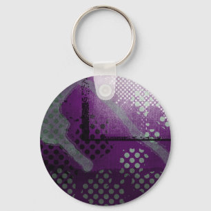 Abstract Paars Sleutelhanger met metallisch grunge