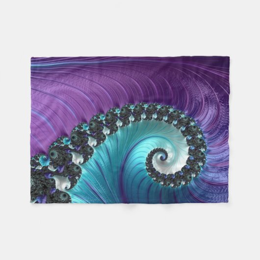 Abstract Paars Turquoise Gradient Spiral Fractal Fleece Deken (Voorkant (Horizontaal))