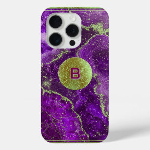 Abstract Paars Universum Ontwerp met Gouden Bol iPhone 15 Pro Case