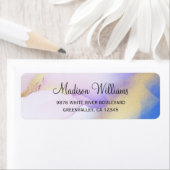 Abstract Paars Waterverf Gold Luxe Adres Etiket (Insitu)