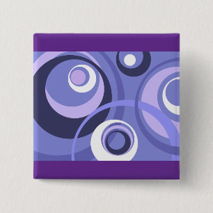 Abstract paarse cirkels in mid-century geometrisch vierkante button 5,1 cm