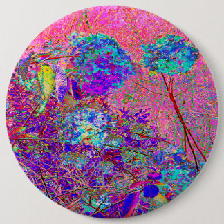 Abstract Paarse en Blauwe Hortensia met Magenta Ronde Button 6,0 Cm