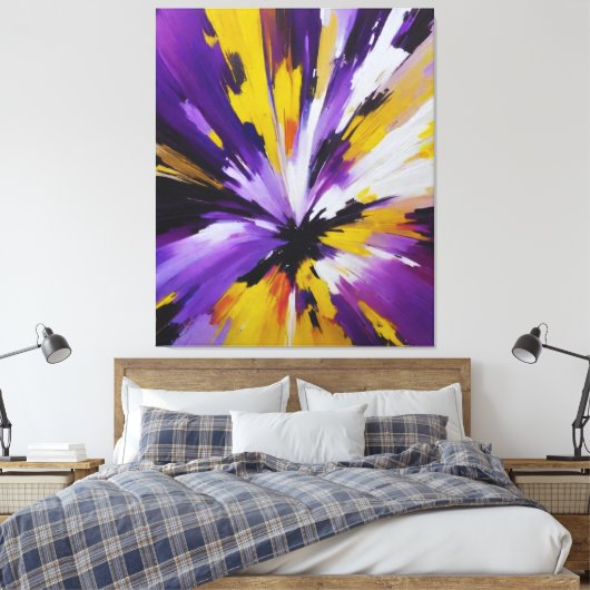 abstract paarse en geel canvas afdruk (Insitu (Slaapkamer))