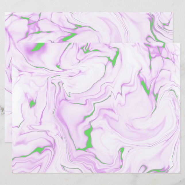 Abstract Paarse en groene marmeren plakboekdocumen (Voorkant / Achterkant)