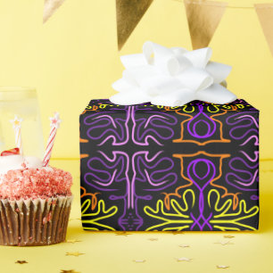 Abstract paarse, geel, oranje en roze ontwerp cadeaupapier