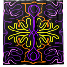 Abstract paarse, geel, oranje en roze ontwerp douchegordijn