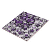 Abstract Paarse, grijze en zwarte cirkelpatroon Tegeltje (Zijkant)