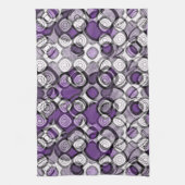 Abstract Paarse, grijze en zwarte cirkelpatroon Theedoek (Verticaal)