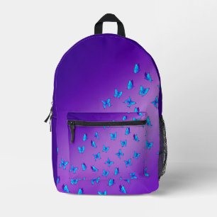 Abstract Paarse Maneschijn en Vlinders  Bedrukte Rugzak
