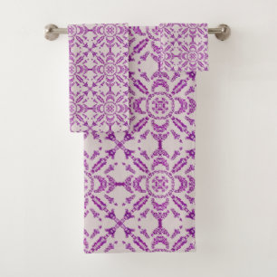 Abstract Paarse Orchidee Bloem Ontwerp Patroon Kun Bad Handdoek