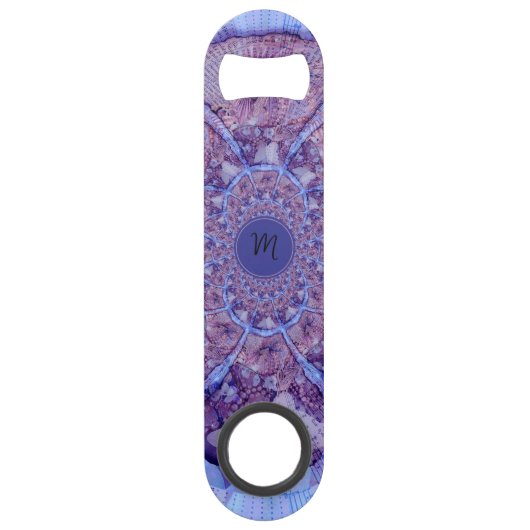 Abstract Paarse Psychedelic Boho Art Monogram Speed Flessenopener (Voorkant)