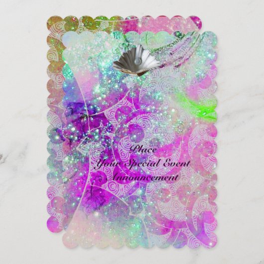 ABSTRACT PAARSE ROZE BLAUWE GOLVEN ZEESCHELPEN,GLI KAART (Voorkant / Achterkant)