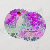 ABSTRACT PAARSE ROZE TURKOIS BLUWE GOLVEN  IN FONT KAART (Voorkant / Achterkant)