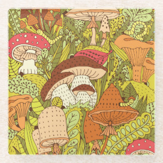Abstract paddenstoelenbos: artistiek patroon glazen onderzetter