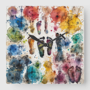 Abstract Paint Feed draait helemaal om kleur Vierkante Klok