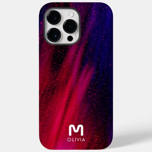 Abstract Paint Neon Rood Blauw Custom Monogram Case-Mate iPhone Case (Achterkant)