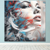 Abstract painting beautiful woman face canvas afdruk (Insitu (Houten vloer))