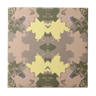 Abstract Painting, Peach, Pale Yellow, Olive color Tegeltje