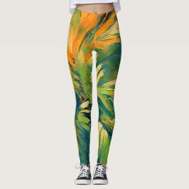 Abstract Palm Burst – Tropical Energy in Motion Leggings