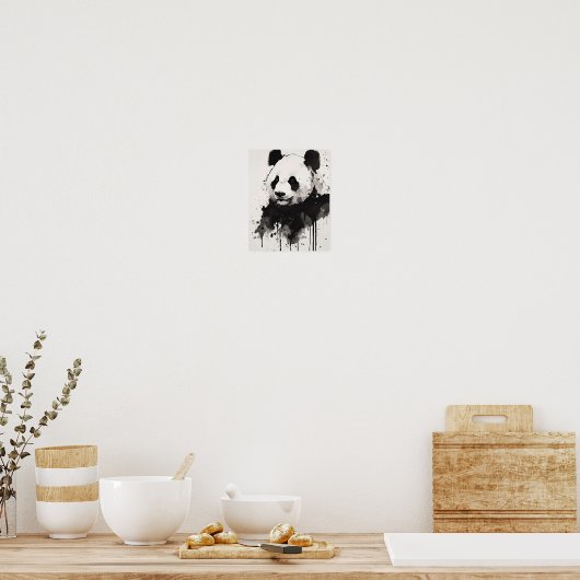 Abstract Panda Wall Art – Black and White Ink Poster (Keuken)